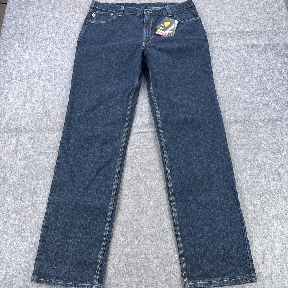 Carhartt FR Rugged Flex Jeans Mens 40x36 Blue Straight Traditional Fit Work